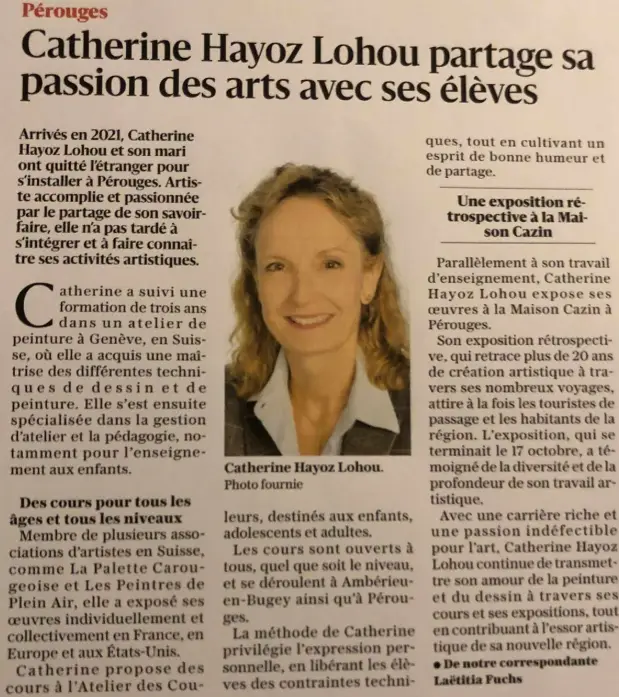 Article paru dans le journal “LE PROGRES” (Lyon) le lundi 21 octobre 2024