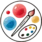 Logo représentant une palette de peinture avec un pinceau