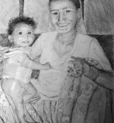 Dessin fait au crayon représentant deux personnes